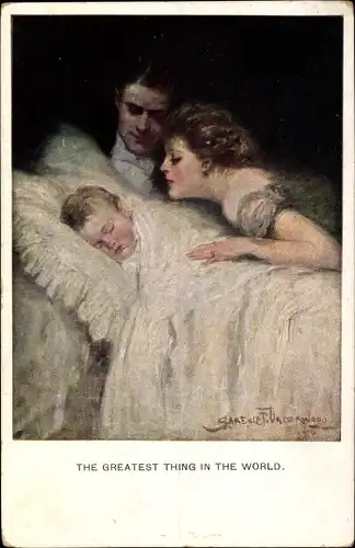 Künstler Ak Underwood, Clarence, Unser größtes Glück, Eltern betrachten schlafendes Baby
