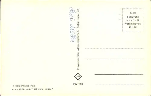 Ak Schauspieler Claus Holm, Portrait, UFA Film...denn keiner ist ohne Sünde