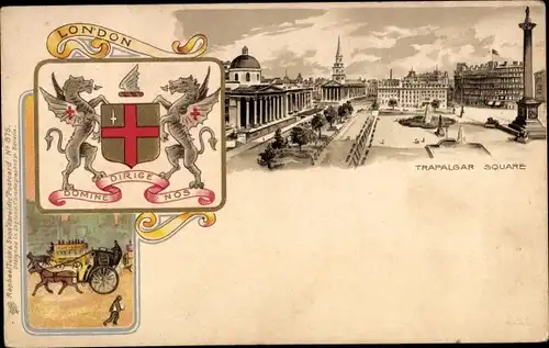 Wappen Litho London City England, Trafalgar Square