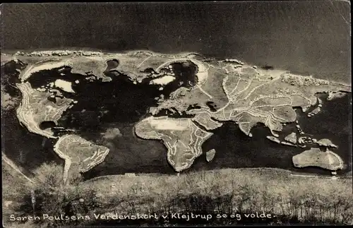 Ak Klejtrup Dänemark, Weltkarte von Soren Paulsen