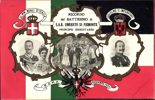 Passepartout Ak Kaiser Wilhelm II., Battesimo di Umberto di Piemonte, Principe Ereditario
