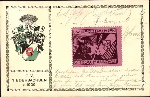 Wappen Ak GV Niedersachsen von 1909