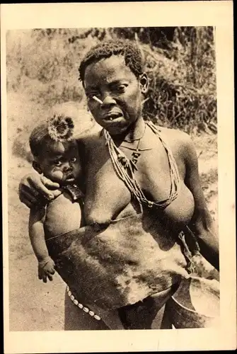 Ak Femme et son enfant, Congo francais, Portrait