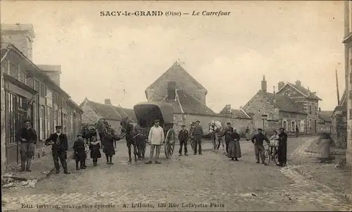 Ak Sacy-le-Grand Oise, Le Carrefour