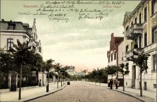 Ak Salzwedel in der Altmark, Großer Stegel, Straßenpartie