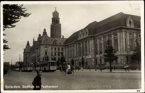 Ak Rotterdam Südholland Niederlande, Stadhuis en Postkantoor