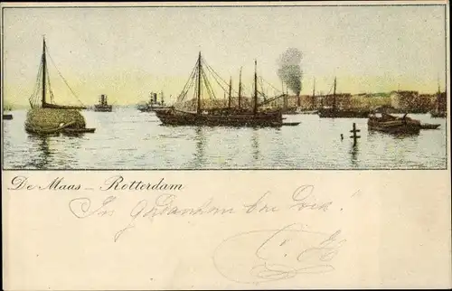 Litho Rotterdam Südholland Niederlande, De Maas