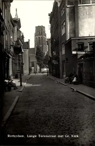 Ak Rotterdam Südholland Niederlande, Lange Torenstraat met Gr. Kerk