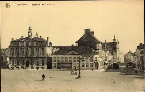 Ak Roeselare Roulers Westflandern, Hotel de Ville und Rue du Sud