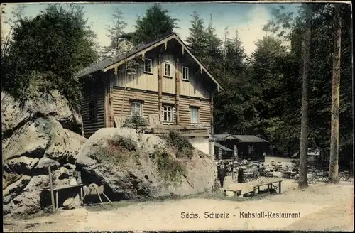 Ak Ostrau Bad Schandau Sächsische Schweiz, Kuhstall-Restaurant