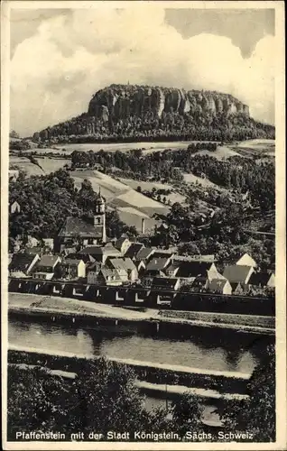 Ak Königstein an der Elbe Sächsische Schweiz, Pfaffenstein, Panorama