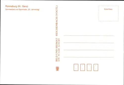 Ak Ronneburg in Thüringen, Sommerbad und Sporthalle 20. Jahrestag