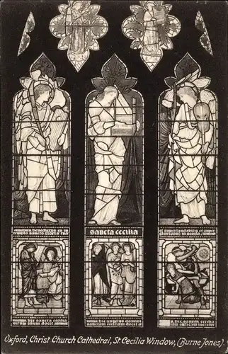 Ak Oxford Oxfordshire England, Christ Church Cathedral, St. Cecilia Window, Burne Jones