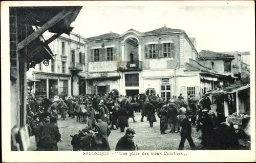 Ak Saloniki Griechenland, ein Platz der Altstadt