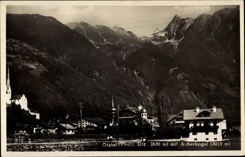 Ak Oetz in Tirol, Ansicht mit Acherkogel