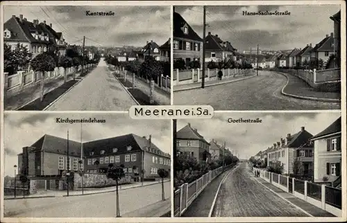 Ak Meerane in Sachsen, Kantstraße, Kirchgemeindehaus, Goethestraße, Hans-Sachs-Straße