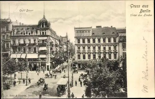 Ak Berlin Mitte, Unter den Linden, Cafe Bauer