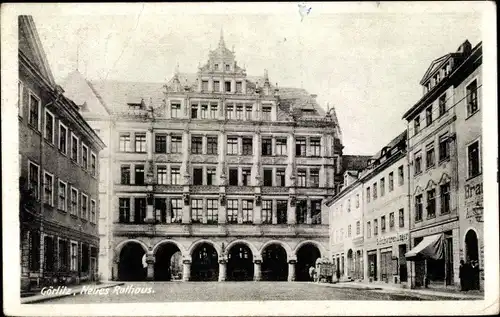 Ak Görlitz in der Lausitz, Partie am neuen Rathaus