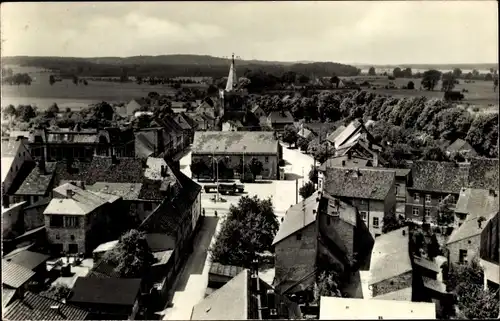 Ak Lieberose Brandenburg, Blick auf die Stadt, Marktplatz, Kirche