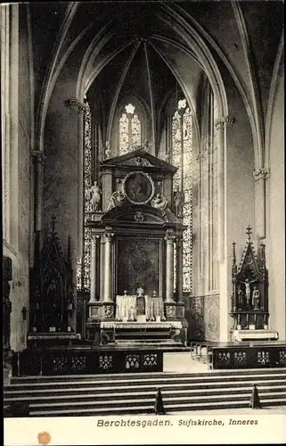 Ak Berchtesgaden in Oberbayern, Stiftskirche, Inneres, Altar