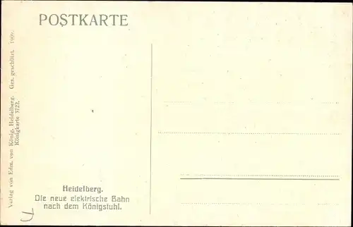 Ak Heidelberg am Neckar, Der neue elektrische Bahn nach dem Königstuhl