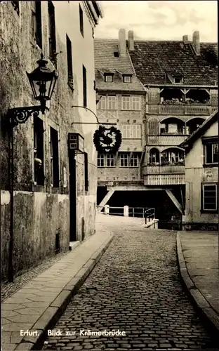 Ak Erfurt in Thüringen, Blick zur Krämerbrücke