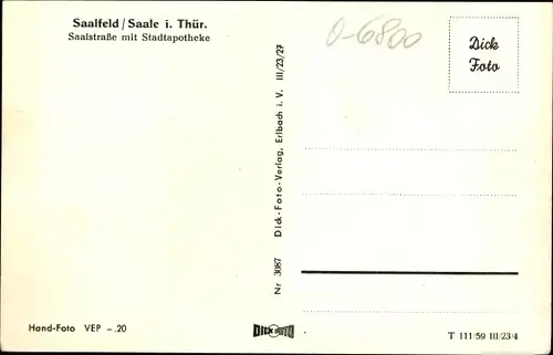 Ak Saalfeld an der Saale Thüringen, Saalstraße mit Stadtapotheke
