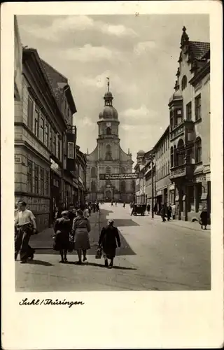 Ak Suhl in Thüringen, Straßenansicht