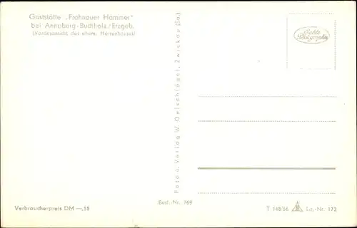 Ak Frohnau Annaberg Buchholz, Gaststätte Frohnauer Hammer, Vorderansicht des Herrenhauses