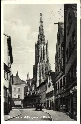 Ak Ulm an der Donau, Walfischgasse mit Münster