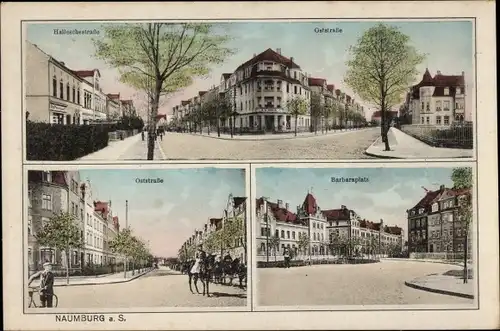 Ak Naumburg an der Saale, Hallesche Straße, Oststraße, Barbaraplatz