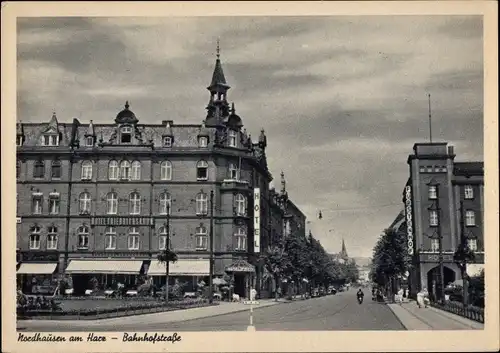 Ak Nordhausen am Harz, Bahnhofstraße, Hotel