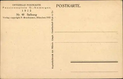 Ak Oberammergau in Oberbayern, Passionsspiele 1922, Salbung