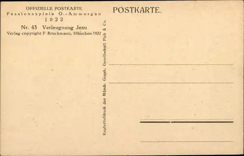 Ak Oberammergau in Oberbayern, Passionsspiele 1922, Verleugnung Jesu