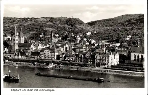Ak Boppard am Rhein, Ortsansicht mit Rheinanlagen