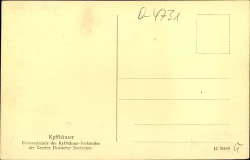 Ak Steinthaleben Kyffhäuserland in Thüringen, Kyffhäuser, Bismarcksäule