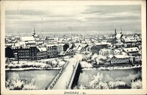 Ak Zwickau in Sachsen, Panorama, Winter