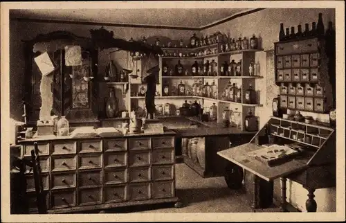 Ak Rudolstadt in Thüringen, Laborantenapotheke aus dem Bauernhaus der Marie Richter Stiftung