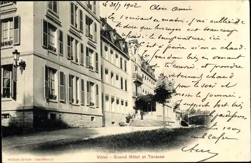 Ak Vittel Lothringen Vosges, Grand Hotel et Terasse