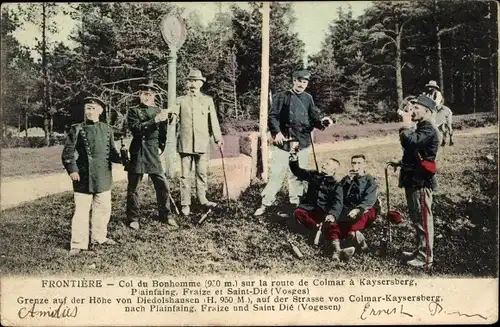 Ak Vosges, Col du Bonhomme sur la route de Colmar a Kaysersberg, Deutsch-französische Grenze