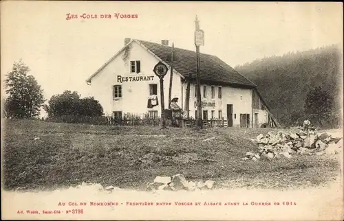 Ak Vosges, Au Col du Bonhomme, Frontiere, Deutsch-französische Grenze