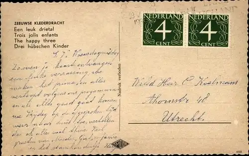 Ak Zeeland Niederlande, Kinder in niederländischen Trachten