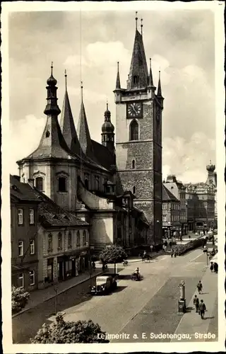 Ak Litoměřice Leitmeritz Region Aussig, Straßenpartie