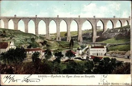 Ak Lisboa Lissabon Portugal, Aqueducto dos Aguas Livres em Campolide