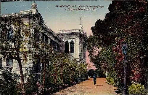 Postkarte Monaco, Ozeanographisches Museum, Avenue Saint Martin