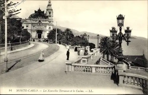 Ak Monte-Carlo Monaco, Die neuen Terrassen und das Casino