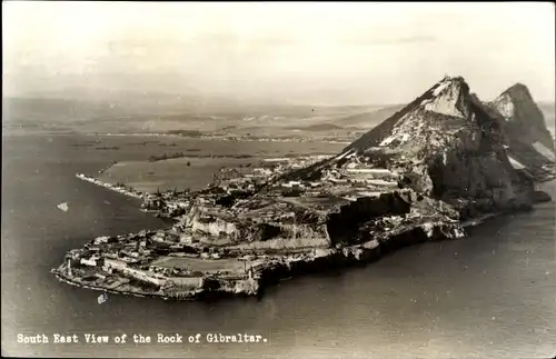 Ak Gibraltar, Süd-Ost-Luftaufnahme des Felsens, Küste