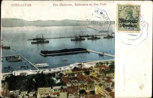 Ak Gibraltar, der Hafen, Eingang zum Hafen