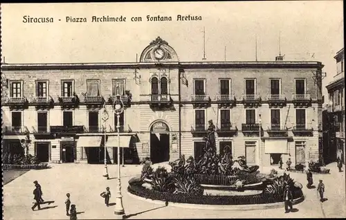 Ak Siracusa Syrakus Sizilien, Piazza Archimede con Fontana Aretusa