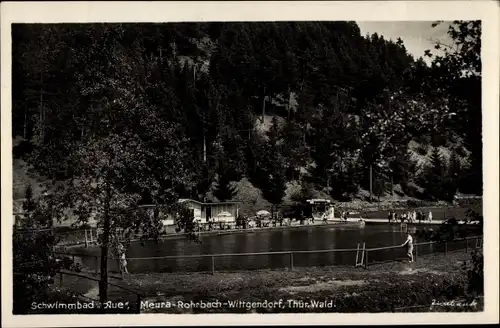 Ak Meura im Thüringer Wald, Schwimmbad Aue, Rohrbach, Wittgendorf